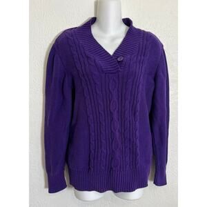 Faded Glory Women's Knit Sweater Dark Purple Size XXL (20) Long Sleeve